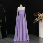Luxury A-Line Chiffon Evening Dress with Cape Sleeves SF076
