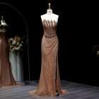 Luxury Crystal Champagne Mermaid Evening Dress with Slit SS528