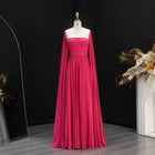 Luxury A-Line Chiffon Evening Dress with Cape Sleeves SF076