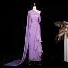 Elegant Lilac Draped Evening Dress with Cape SF199