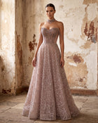 Exquisite Pink Halter Neck Crystal Beaded Evening Dress