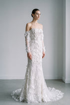 Glamorous Pearl Off-Shoulder 3D Floral Mermaid Wedding Dress SW635