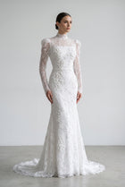 Printed Crystal Sheer Lace Mermaid Wedding Dress SW539