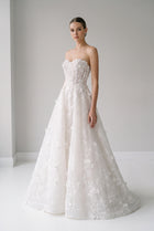Vibrant Strapless Sequins 3D Floral Ball Gown Wedding Dress SW631