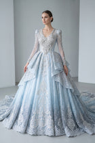Luxury Blue Sequin Embroidery Ball Gown Wedding Dress SW607