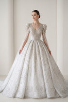 Glamorous White Diamond Embroidery Long Sleeve Wedding Dress SW603