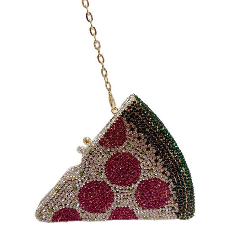 Watermelon Rhinestone Pizza Shaped Clutch Bag HB025