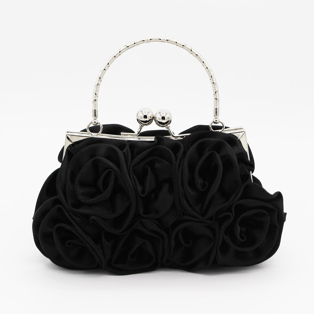 Rose Pattern Satin Flower Clutch Bag HB028