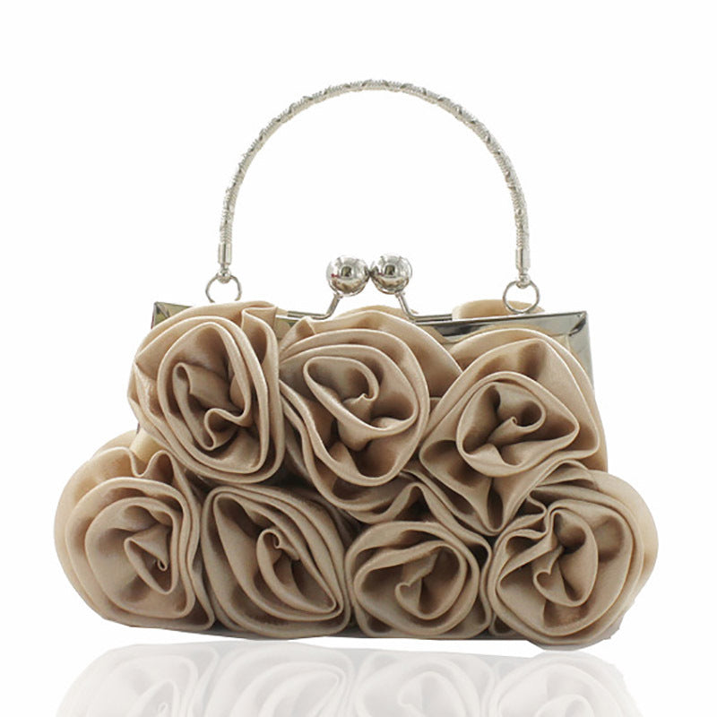 Rose Pattern Satin Flower Clutch Bag HB028