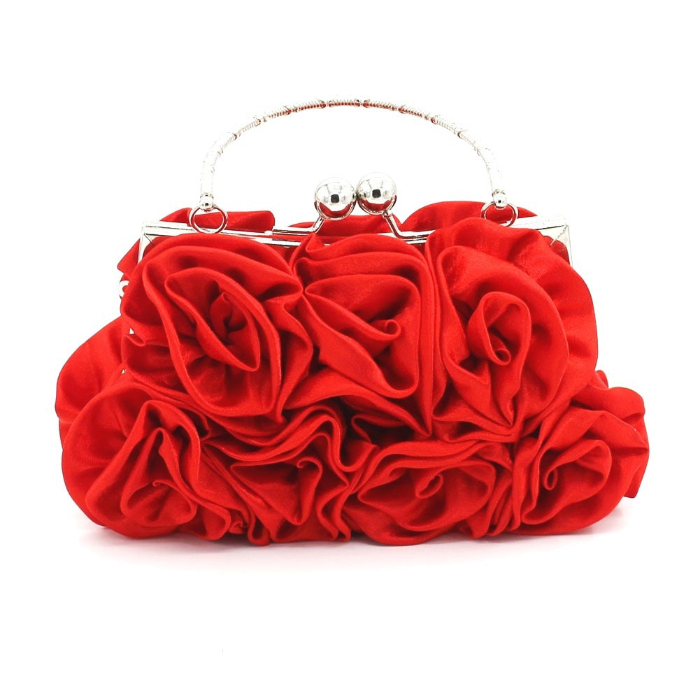 Rose Pattern Satin Flower Clutch Bag HB028