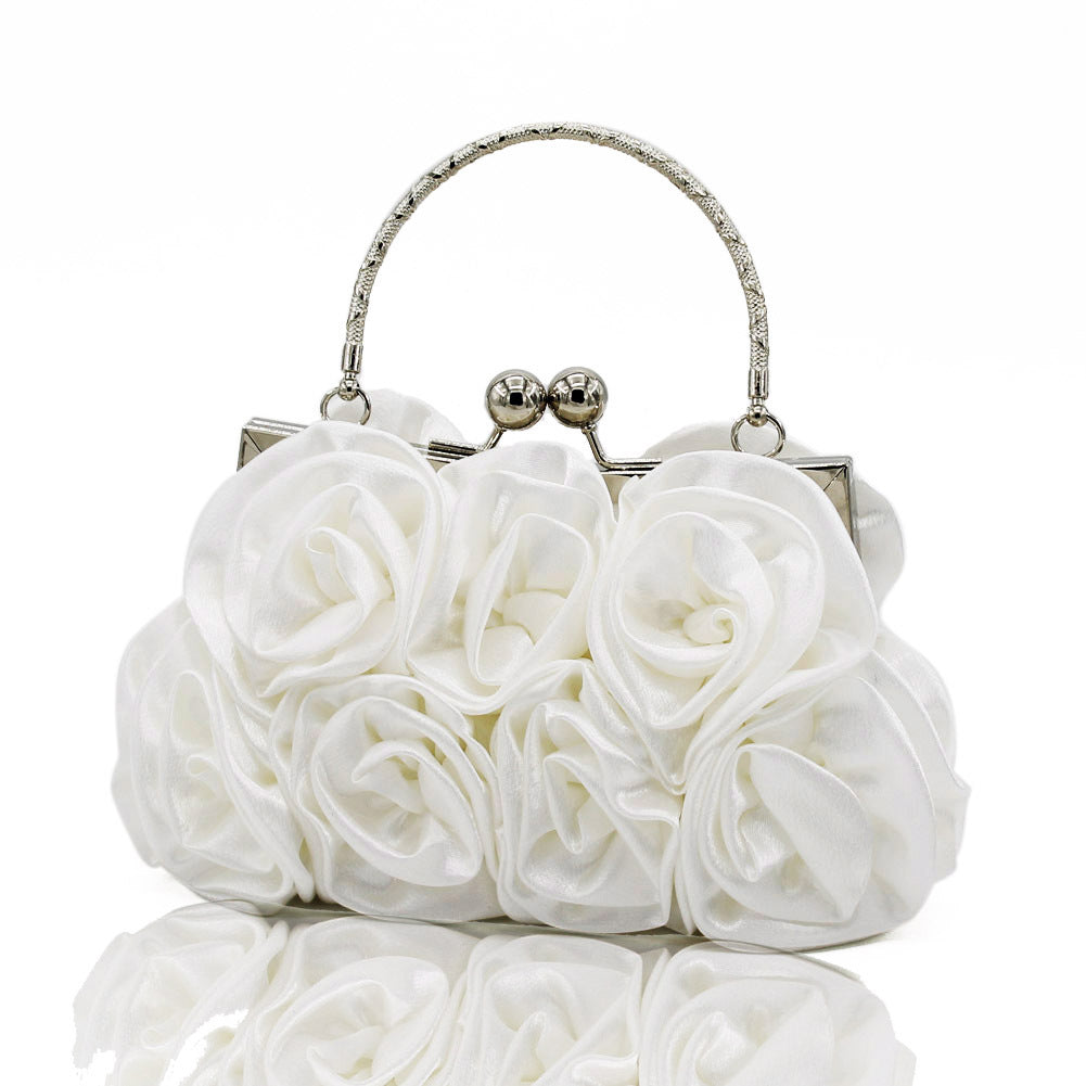 Rose Pattern Satin Flower Clutch Bag HB028