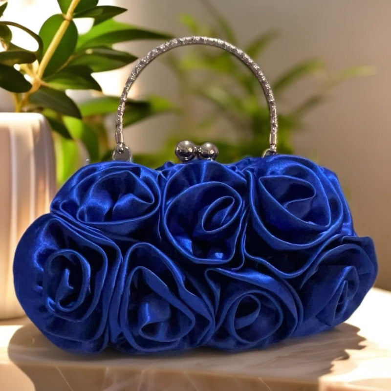 Rose Pattern Satin Flower Clutch Bag HB028