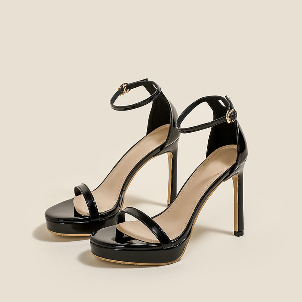 Nude Ankle Strap High Heels HH001