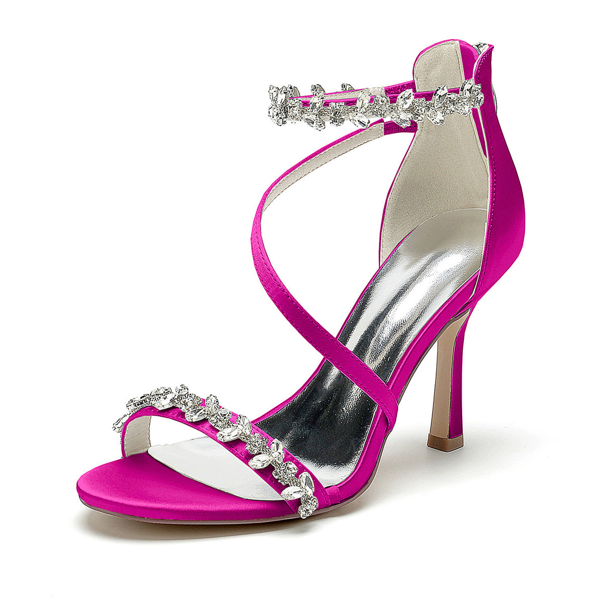 Nude Crystal Strappy High Heels HH005