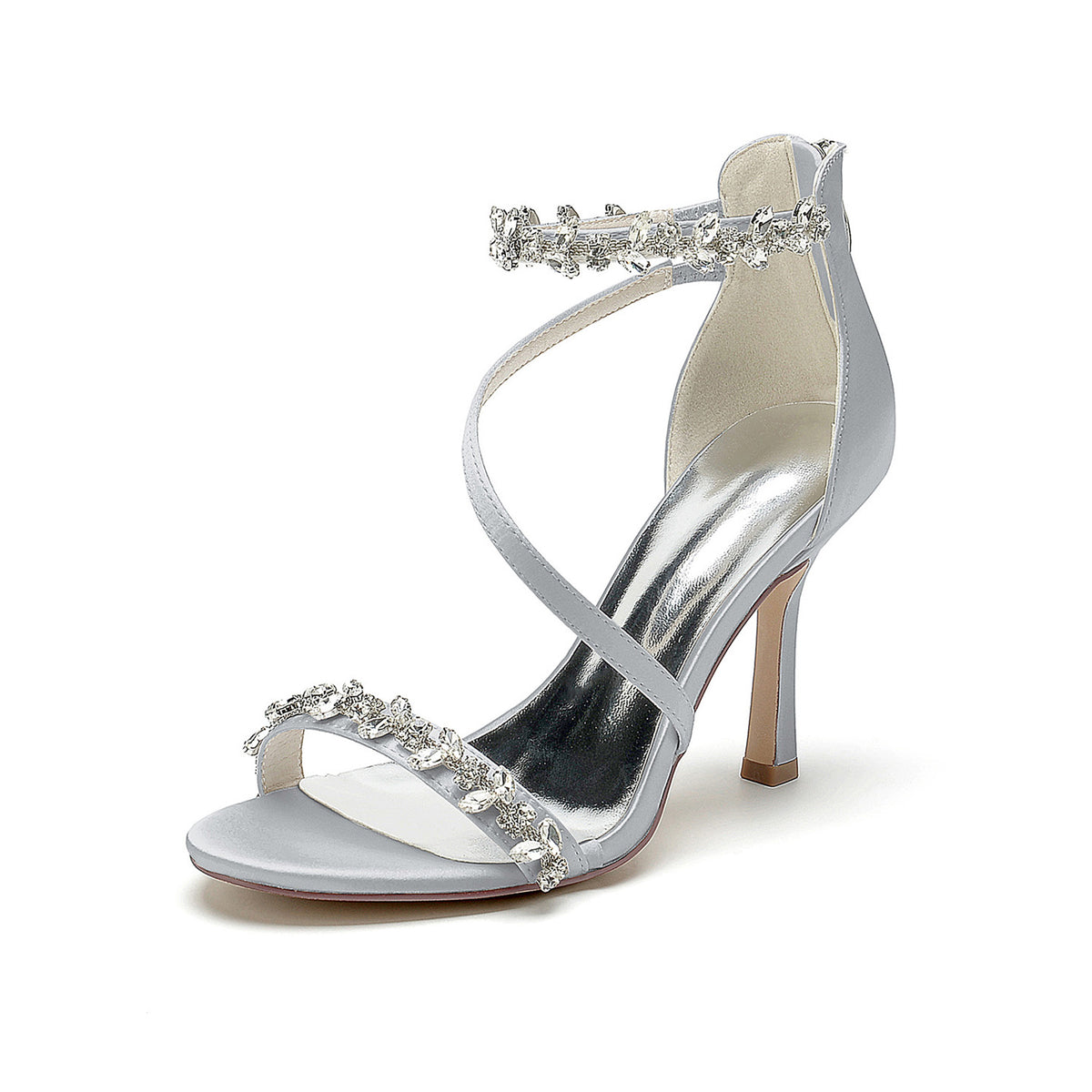 Nude Crystal Strappy High Heels HH005