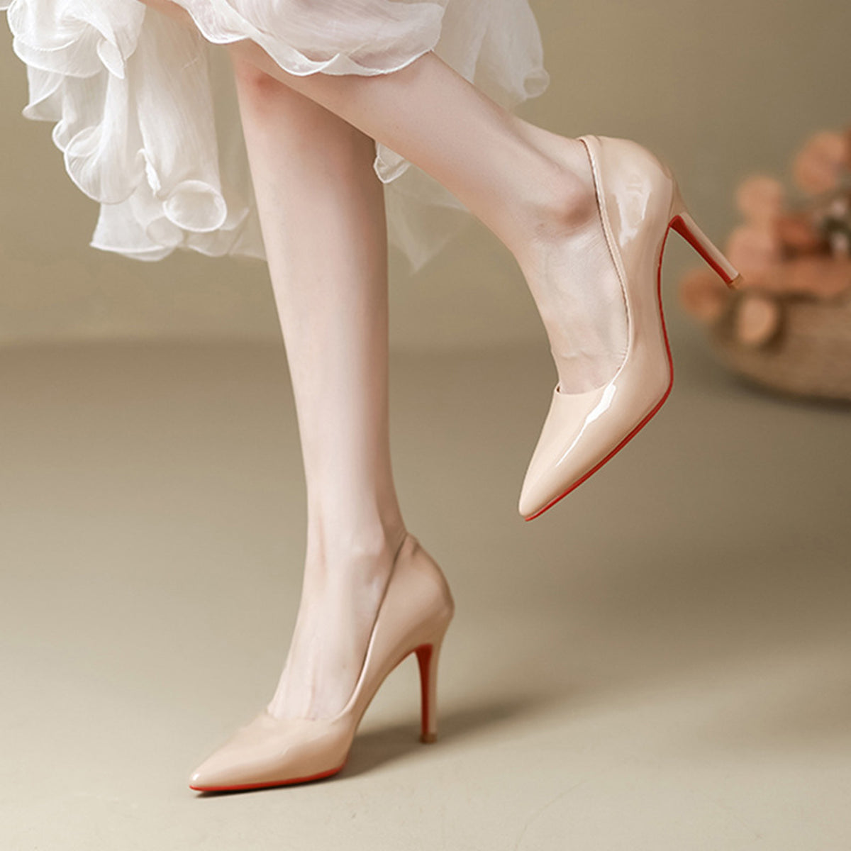 Pointed Patent Leather Red Sole High Heels HH008
