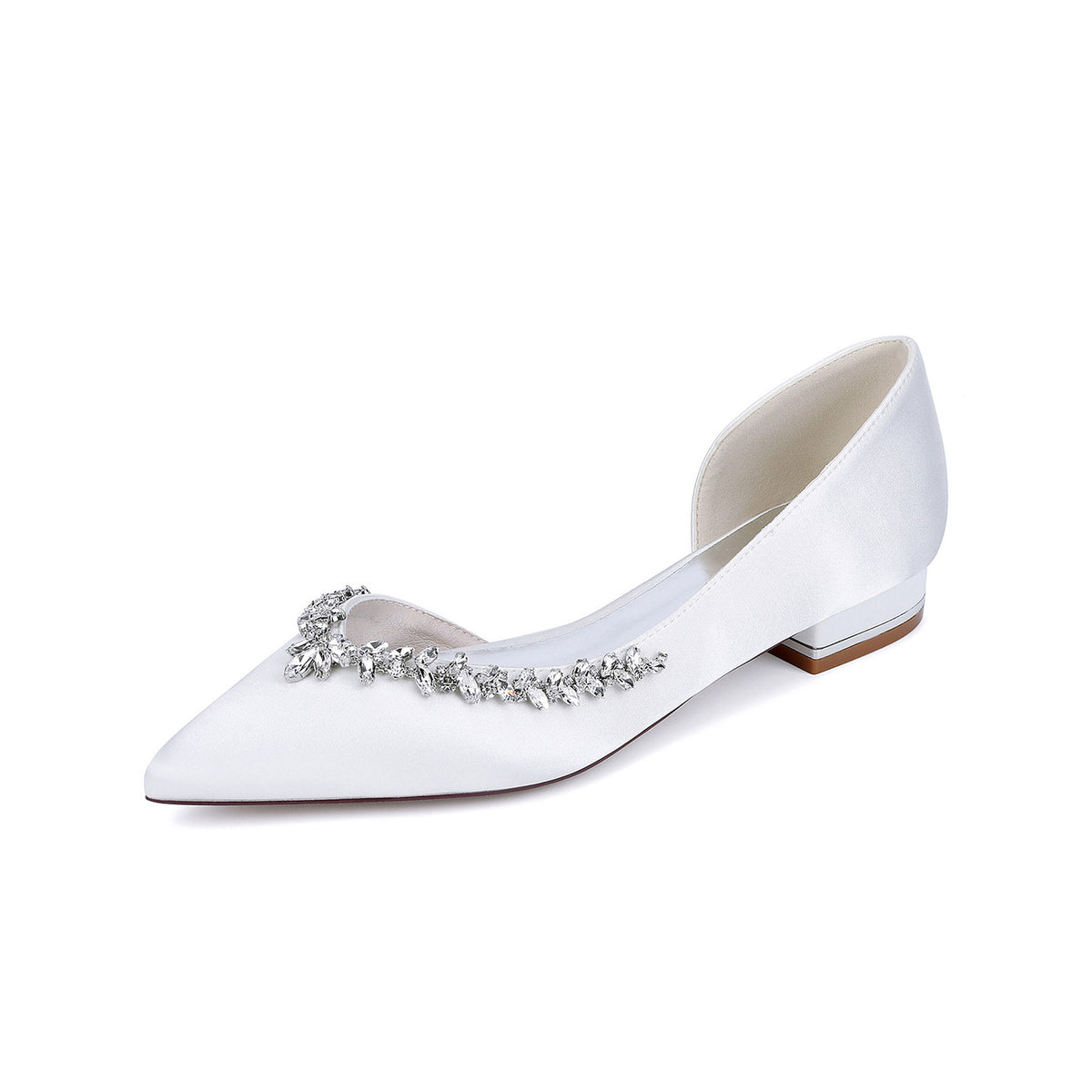 Satin Crystal Embellished D'Orsay Block Heels HH025