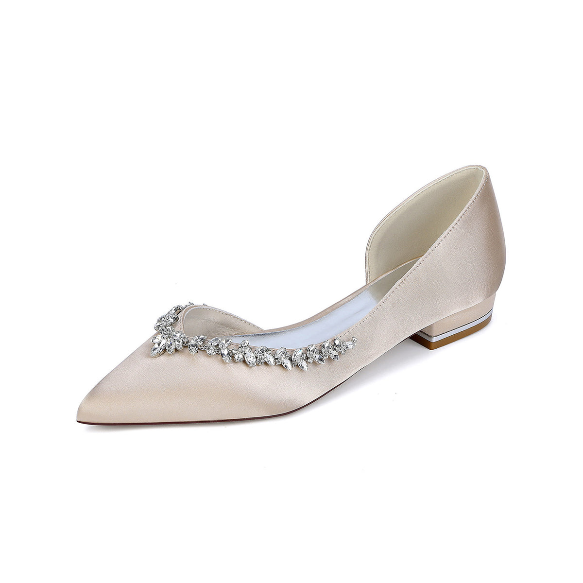 Satin Crystal Embellished D'Orsay Block Heels HH025