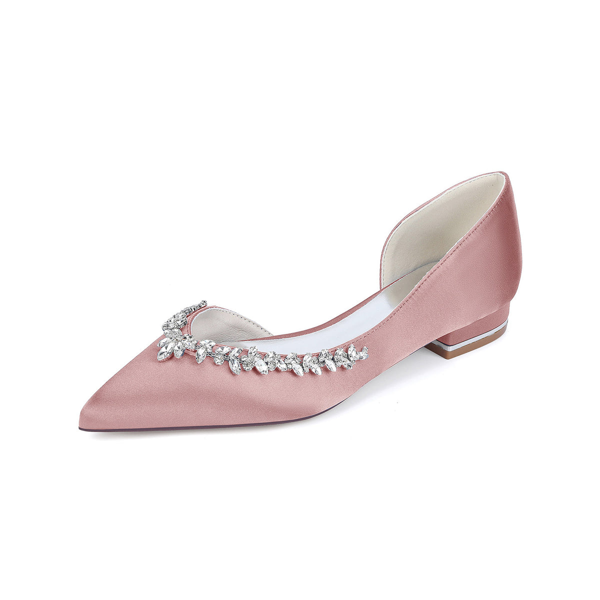 Satin Crystal Embellished D'Orsay Block Heels HH025