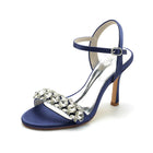 Crystal Embellished Satin Ankle Strap Stiletto Heels HH026