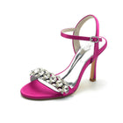 Crystal Embellished Satin Ankle Strap Stiletto Heels HH026