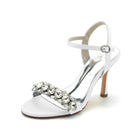 Crystal Embellished Satin Ankle Strap Stiletto Heels HH026
