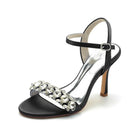 Crystal Embellished Satin Ankle Strap Stiletto Heels HH026