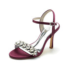 Crystal Embellished Satin Ankle Strap Stiletto Heels HH026