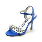 Crystal Embellished Satin Ankle Strap Stiletto Heels HH026