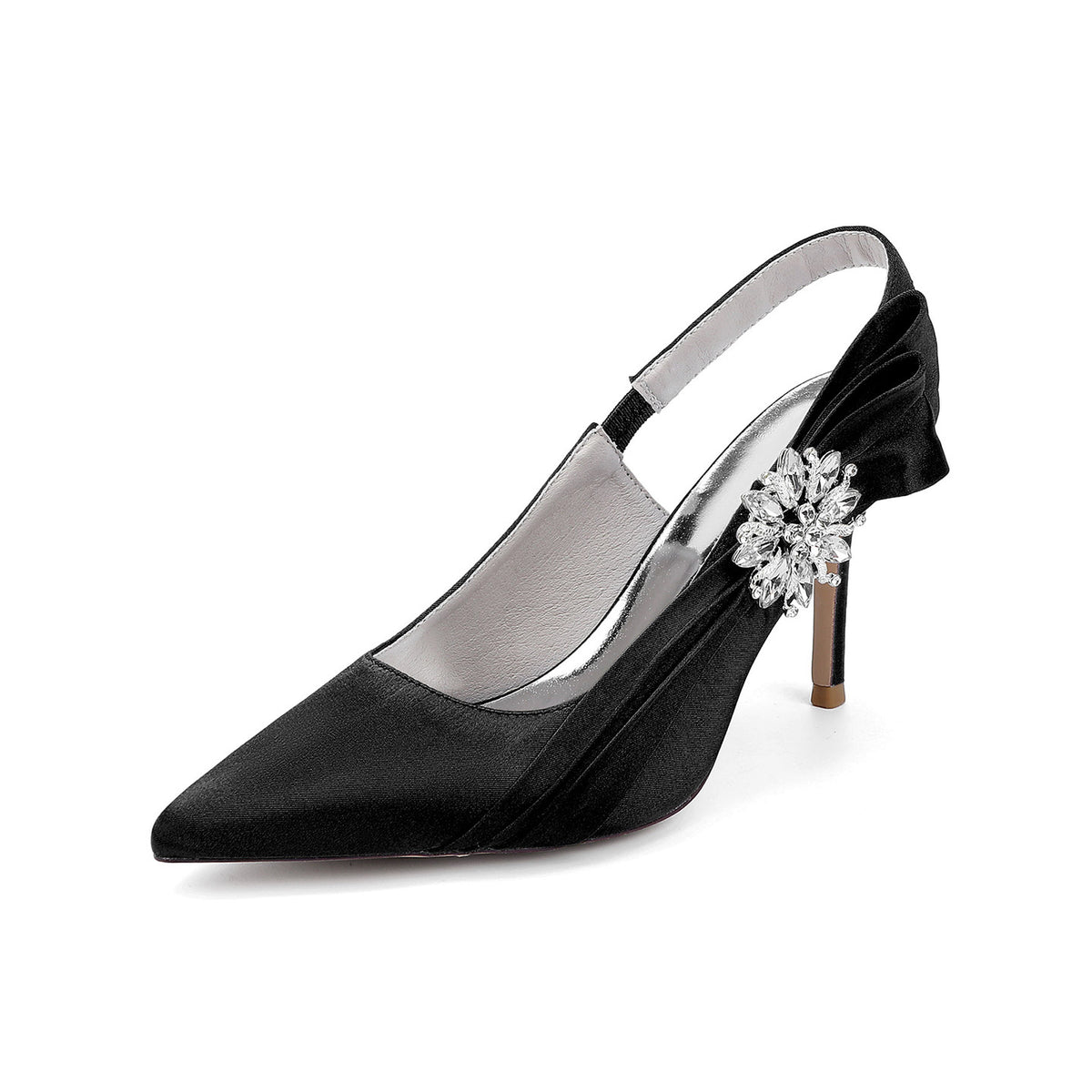 Crystal Embellished Slingback Pointed Toe Stiletto Heels HH027