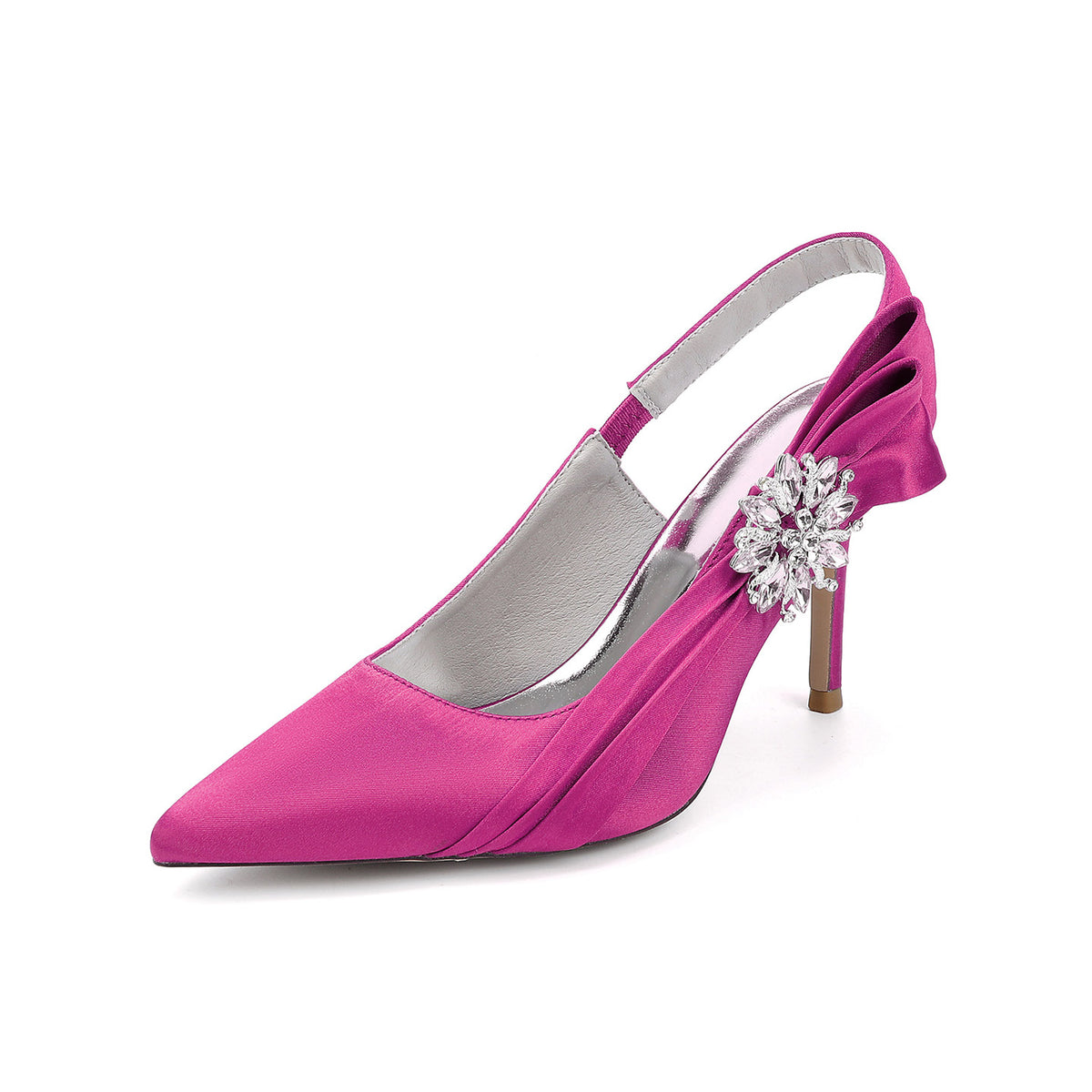 Crystal Embellished Slingback Pointed Toe Stiletto Heels HH027