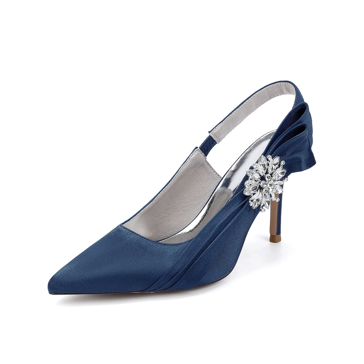 Crystal Embellished Slingback Pointed Toe Stiletto Heels HH027