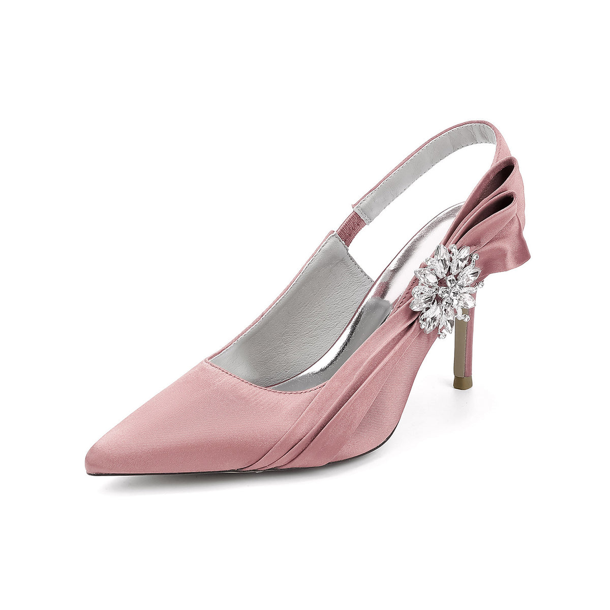 Crystal Embellished Slingback Pointed Toe Stiletto Heels HH027