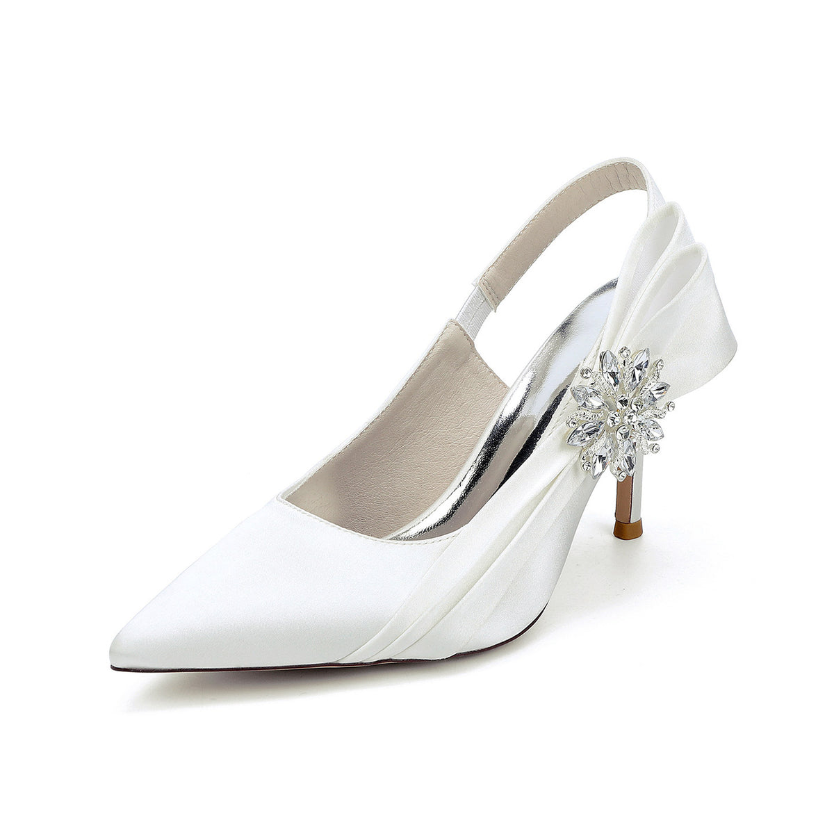 Crystal Embellished Slingback Pointed Toe Stiletto Heels HH027