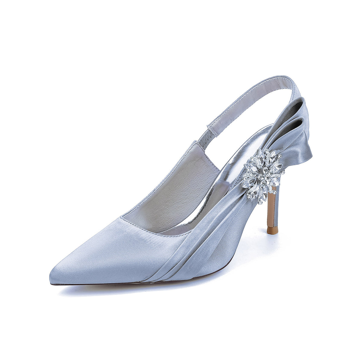 Crystal Embellished Slingback Pointed Toe Stiletto Heels HH027