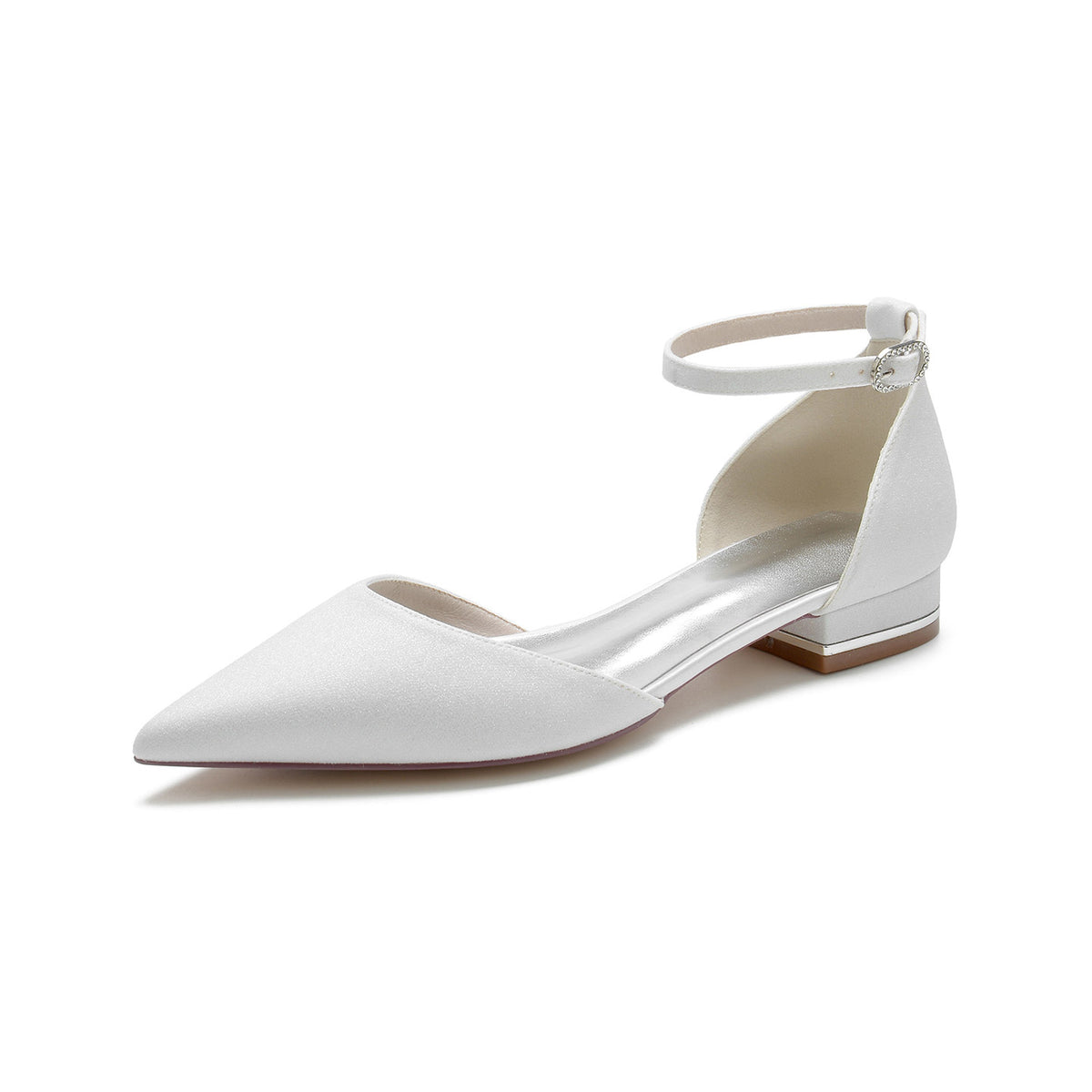 Glitter Ankle Strap Pointed Toe Block Heel Pumps HH028