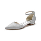 Glitter Ankle Strap Pointed Toe Block Heel Pumps HH028