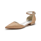 Glitter Ankle Strap Pointed Toe Block Heel Pumps HH028