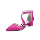 Crisscross Ankle Strap Pointed Toe Block Heel Pumps HH030