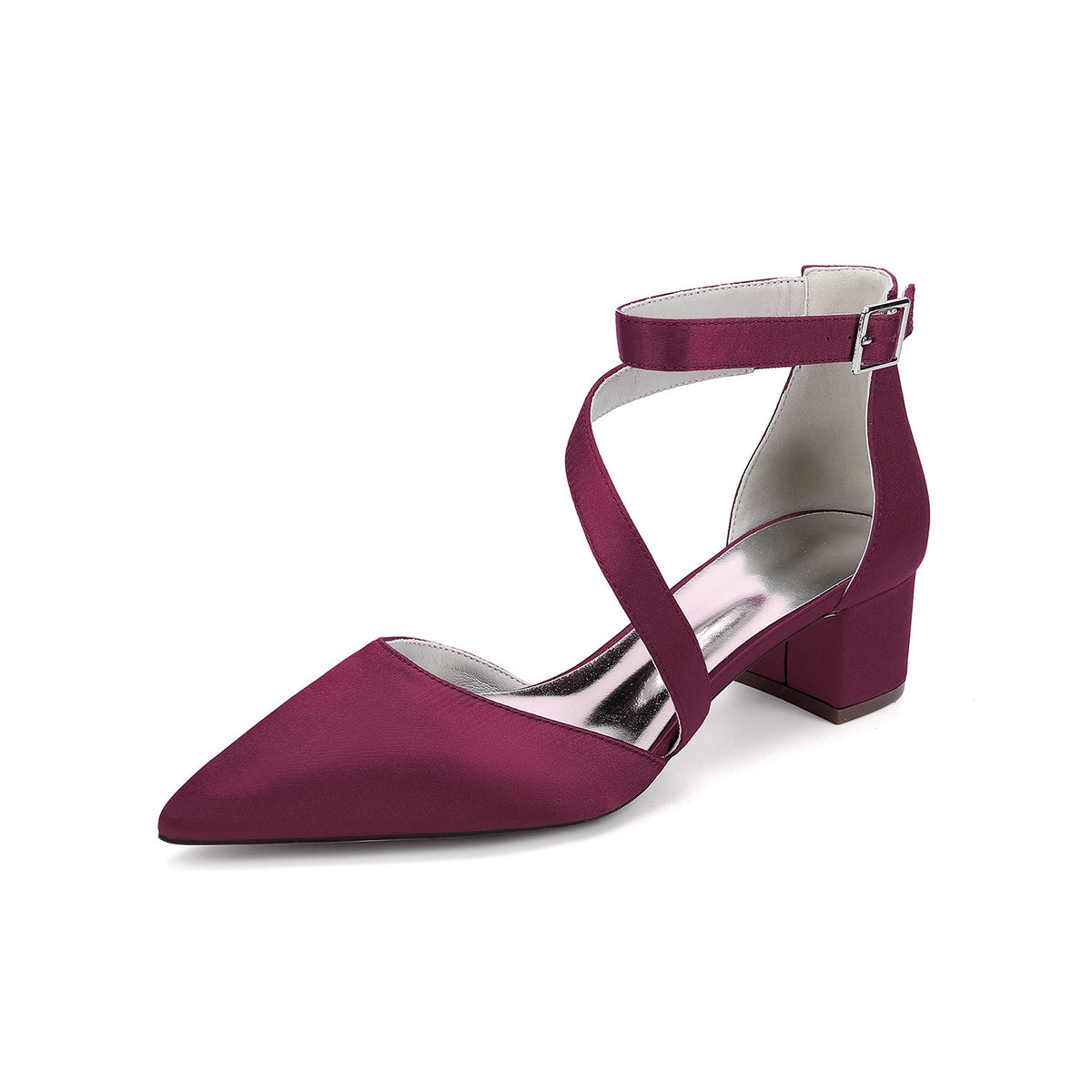 Crisscross Ankle Strap Pointed Toe Block Heel Pumps HH030
