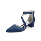 Crisscross Ankle Strap Pointed Toe Block Heel Pumps HH030
