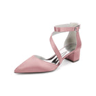 Crisscross Ankle Strap Pointed Toe Block Heel Pumps HH030