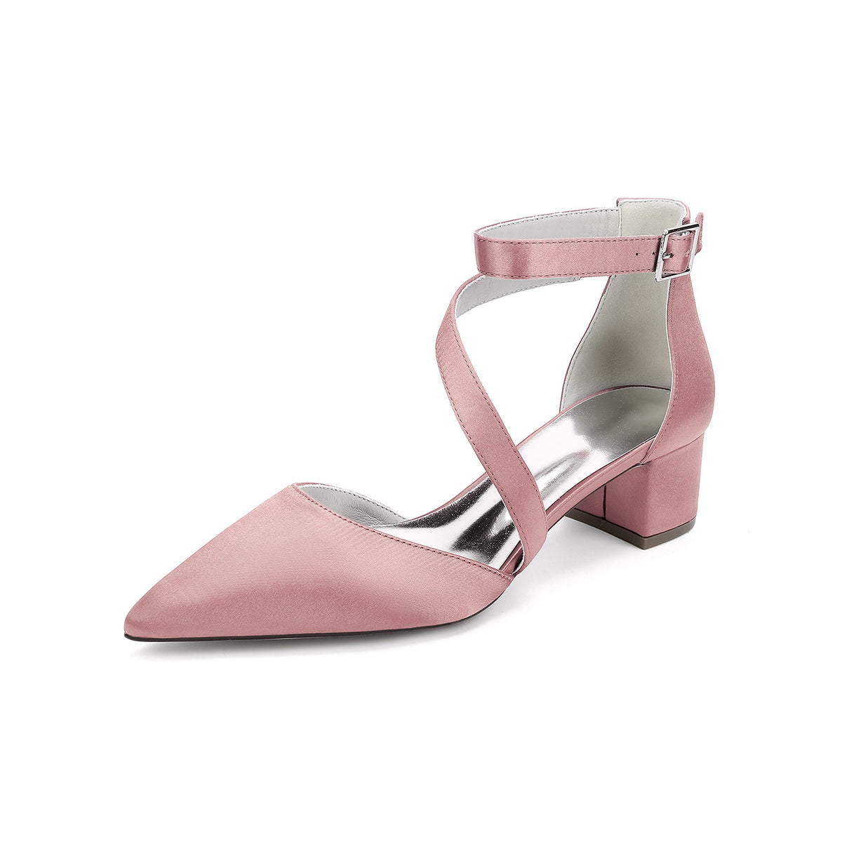 Crisscross Ankle Strap Pointed Toe Block Heel Pumps HH030