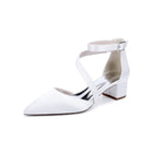Crisscross Ankle Strap Pointed Toe Block Heel Pumps HH030