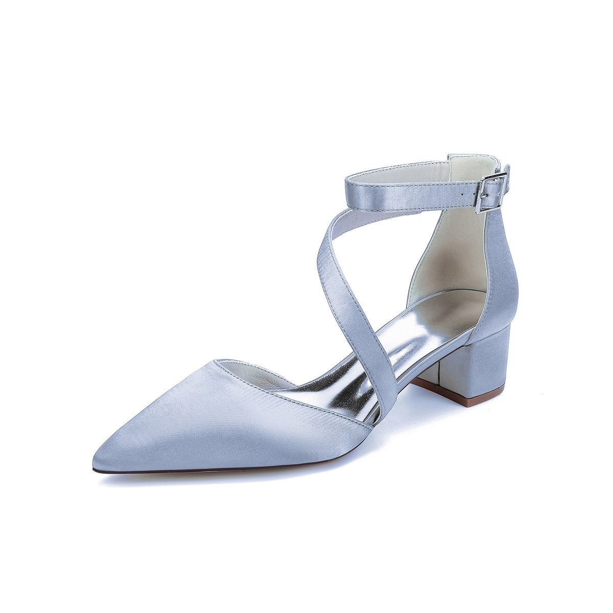 Crisscross Ankle Strap Pointed Toe Block Heel Pumps HH030
