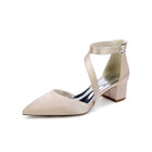 Crisscross Ankle Strap Pointed Toe Block Heel Pumps HH030