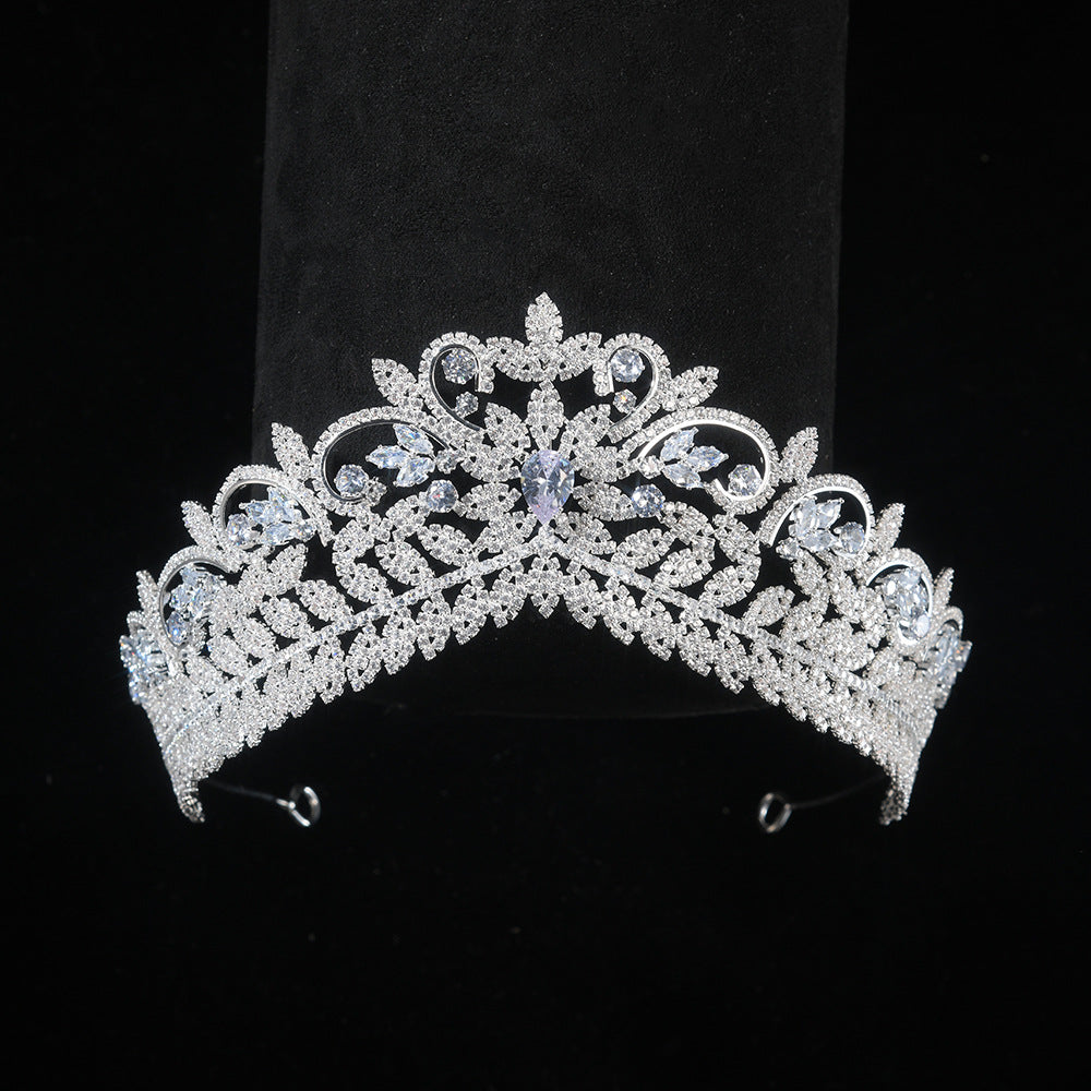 Crystal Leaf Tiara in Silver HP003