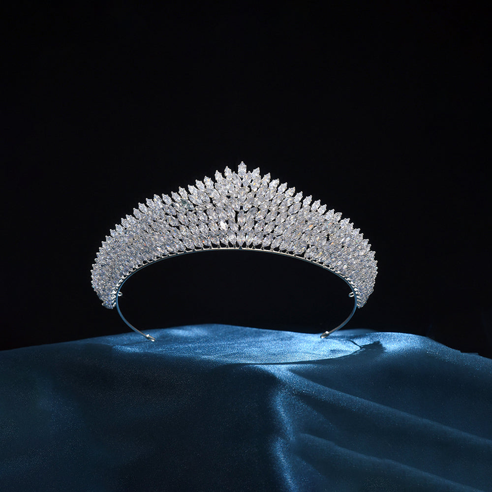 Full Crystal Leaf Tiara HP008