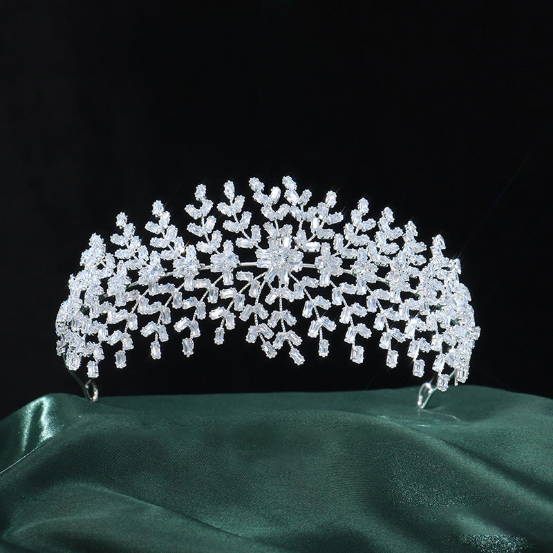 Elegant Flower & Foliage CZ Crystal Bridal Diadem HP022