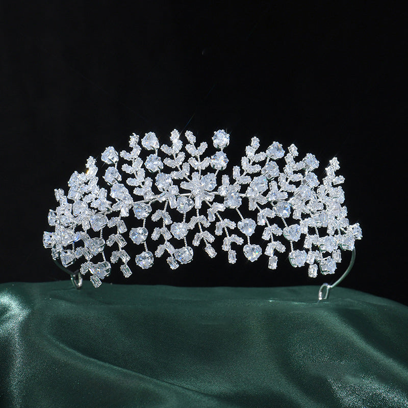 Elegant Flower & Foliage CZ Crystal Bridal Diadem HP022